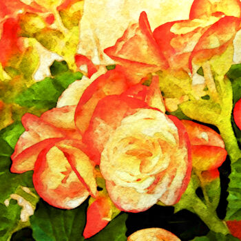 Digitale Kunst getiteld "Begonia Beguiled" door Susan Maxwell Schmidt, Origineel Kunstwerk, Digitaal Schilderwerk