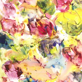 Peinture intitulée "Some Rose buds" par Susan Monk, Œuvre d'art originale, Acrylique