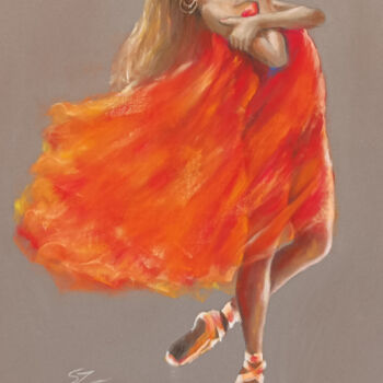 Malarstwo zatytułowany „Ballet dancer 22-16” autorstwa Susana Zarate, Oryginalna praca, Pastel