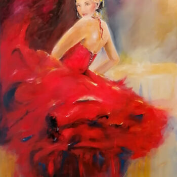 Malarstwo zatytułowany „Flamenco dancer in…” autorstwa Susana Zarate, Oryginalna praca, Olej