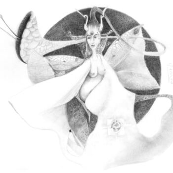 Dessin intitulée "Nù-Lòng" par Sushma Legendre Mcintosh, Œuvre d'art originale, Crayon
