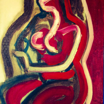 Painting titled "Women 32" by Sutar, Original Artwork, Oil Mounted on Wood Stretcher frame