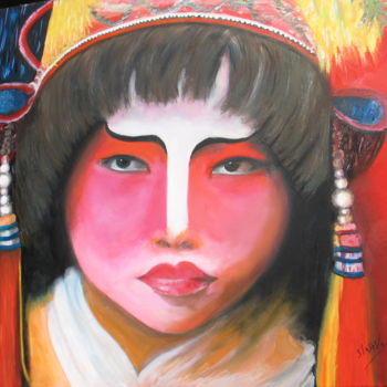 Schilderij getiteld "100-actrice-chinois…" door Suzanne Leseve, Origineel Kunstwerk