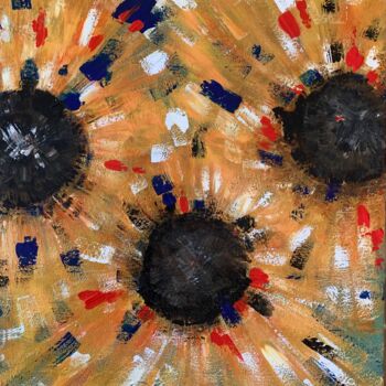 Schilderij getiteld "3 Sunflowers" door Suzy Martin, Origineel Kunstwerk, Acryl
