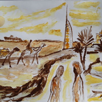 Ζωγραφική με τίτλο "Dubai Vision" από Sven W. Dahlke, Αυθεντικά έργα τέχνης, Ακουαρέλα