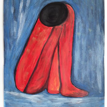 Malerei mit dem Titel "Die Sitzende" von Sven W. Dahlke, Original-Kunstwerk, Acryl