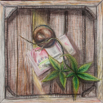 Картина под названием "Kalpavriksha sprout…" - Svetlana Aleynikova, Подлинное произведение искусства, Цветные карандаши