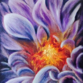 Картина под названием "purple flower" - Svetlana Dushina, Подлинное произведение искусства, Масло