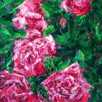 Pittura intitolato "bush rose" da Svetlana Dushina, Opera d'arte originale, Olio