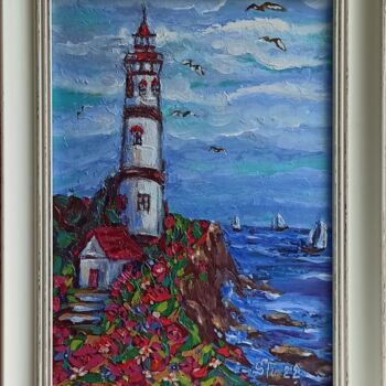 Pittura intitolato "Lighthouse,  Origin…" da Svetlana Sindere, Opera d'arte originale, Olio Montato su Cartone