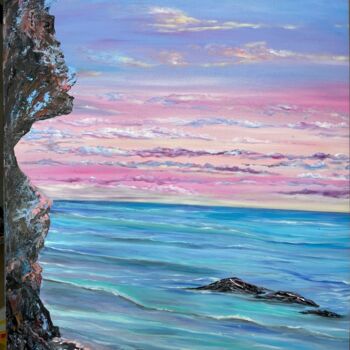 Painting titled "The sea grotto 60х90" by Svetlana Kunegina, Original Artwork, Pigments Mounted on Wood Stretcher frame