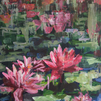 Pittura intitolato "water lilies" da Svetlana Lukina, Opera d'arte originale, Acrilico