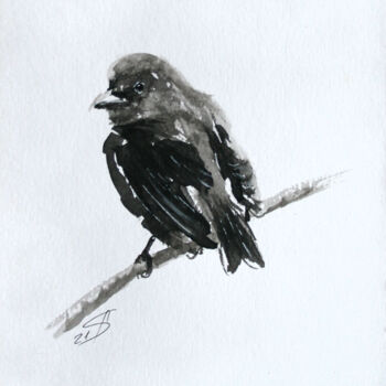 Zeichnungen mit dem Titel "BIRD III / Ink" von Svetlana Samovarova (SA.LANA), Original-Kunstwerk, Tinte