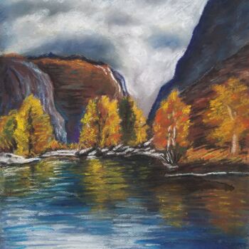 Malerei mit dem Titel "Chulyshman River. A…" von Svetlana Samsonova, Original-Kunstwerk, Pastell
