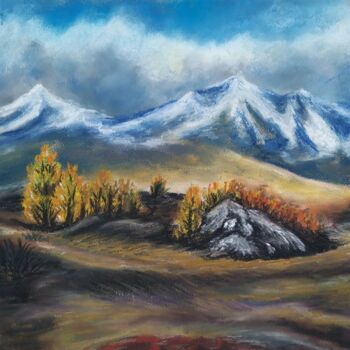 Peinture intitulée "Kurai Steppe. Altai." par Svetlana Samsonova, Œuvre d'art originale, Pastel