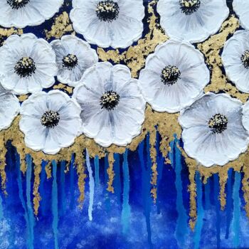 Painting titled "White flowers on a…" by Svetlana Samsonova, Original Artwork, Acrylic