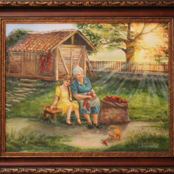 Картина под названием "Бабушкины помощники" - Svetlana Verisova /Brezashka/, Подлинное произведение искусства, Масло Установ…