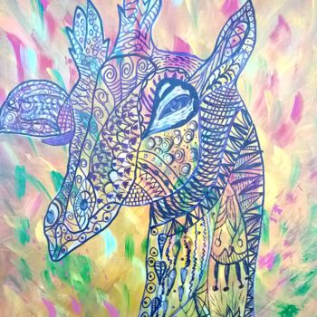 Peinture intitulée "Жираф" par Svitlana Zenkov, Œuvre d'art originale, Acrylique