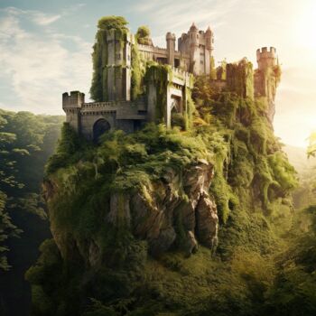 Artes digitais intitulada "Castle in the wild" por Swannai, Obras de arte originais, Imagem gerada por IA