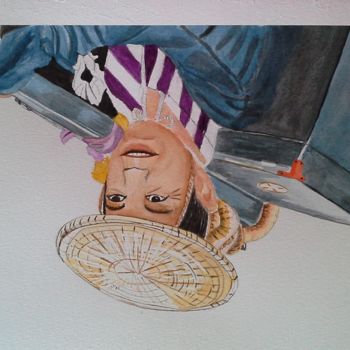 Painting titled "2014-137-le-chinois" by Sye, Original Artwork, Watercolor