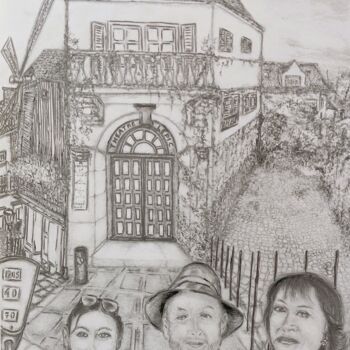 Drawing titled "Théâtre Lepic ‘Poèt…" by Sylvain Zabeth, Original Artwork, Pencil