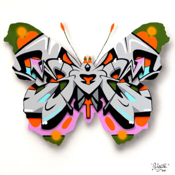 Malarstwo zatytułowany „urban-butterfly-8-a…” autorstwa Sylvain Lang, Oryginalna praca, Akryl