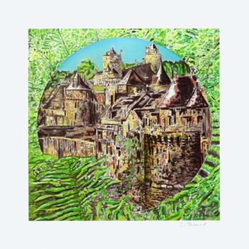 제목이 "Château de Fougères…"인 판화 Sylvain Thieurmel로, 원작, 잉크