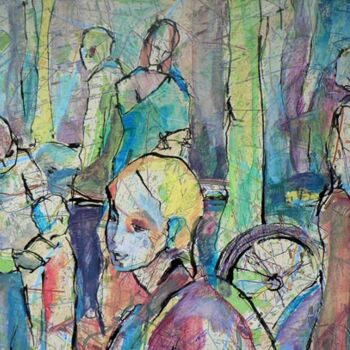 Pintura titulada "Dans la rue" por Sylvia Baldeva, Obra de arte original, Acrílico