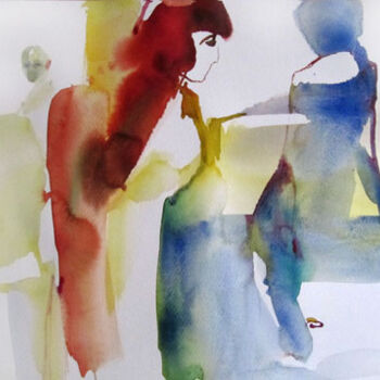 Painting titled "De passage" by Sylvia Baldeva, Original Artwork, Watercolor