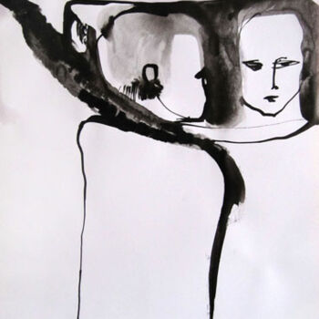 Drawing titled "Parloir" by Sylvia Baldeva, Original Artwork, Ink