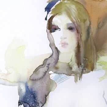 Painting titled "Innocente" by Sylvia Baldeva, Original Artwork, Watercolor