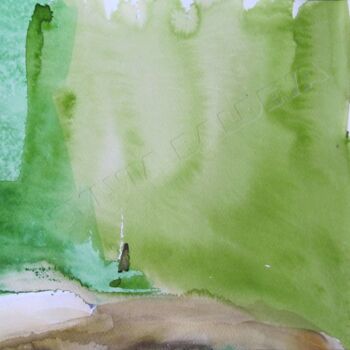 Malarstwo zatytułowany „Précipice vert” autorstwa Sylvia Baldeva, Oryginalna praca, Akwarela