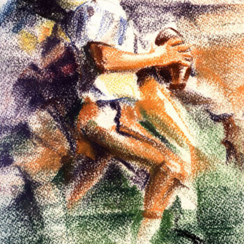 Drawing titled "Football americain" by Sylvia Baldeva, Original Artwork, Pastel