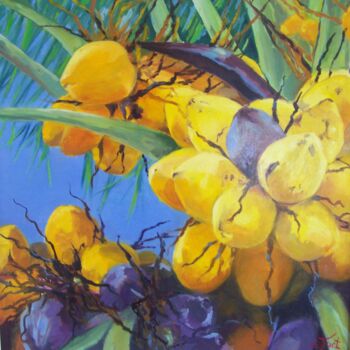 Peinture intitulée "cocos-soleil-iii-40…" par Sylvia Fuet, Œuvre d'art originale