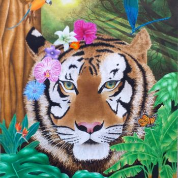 Painting titled "Jungle Fever" by Sylvie Cappe, Original Artwork, Watercolor