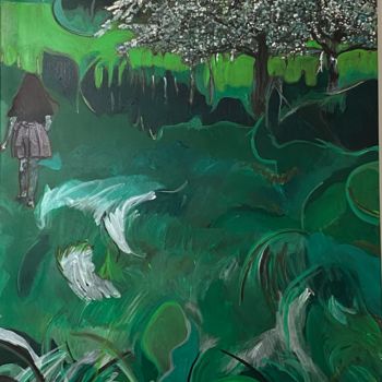 Malarstwo zatytułowany „Bérénice on green” autorstwa Sylvie Paule Caron, Oryginalna praca, Akryl