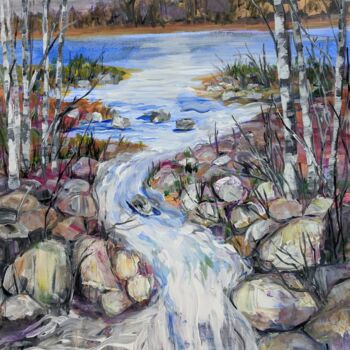 Schilderij getiteld "River View" door Sylvie Carter, Origineel Kunstwerk, Acryl