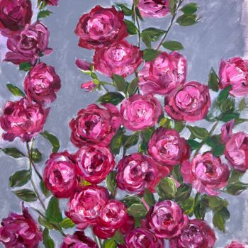 Ζωγραφική με τίτλο "Red Roses" από Sylvie Carter, Αυθεντικά έργα τέχνης, Ακρυλικό