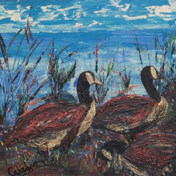 Painting titled "nos outardes" by Sylvie Casaubon, Original Artwork, Acrylic