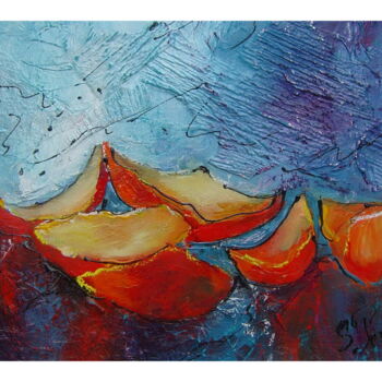 Malerei mit dem Titel "clementines" von Sylvie Delhors Penkalla, Original-Kunstwerk, Acryl