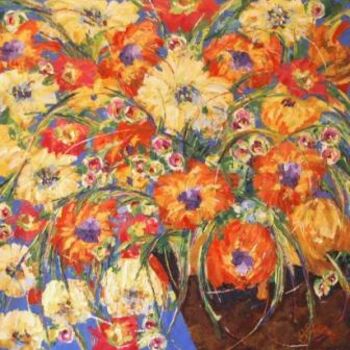Malarstwo zatytułowany „Bouquet à la Gustav” autorstwa Sylvie Gagnon, Oryginalna praca, Olej