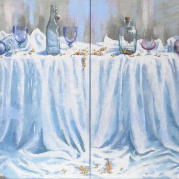 Картина под названием "Composition aux gro…" - Sylvie Julkowski-Egard, Подлинное произведение искусства, Масло Установлен на…
