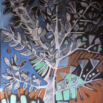 Painting titled "Arbre divers" by Sylvie Serre, Original Artwork, Acrylic