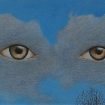 Drawing titled "Les cyeux" by Sylvie Talon, Original Artwork, Pencil