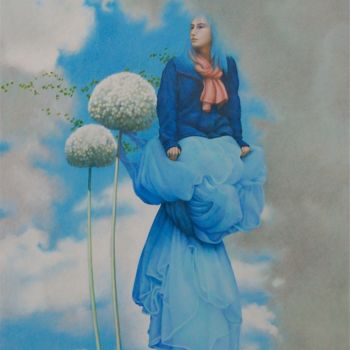 Dibujo titulada "Caerulea" por Sylvie Talon, Obra de arte original, Lápiz