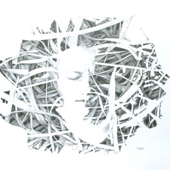 Drawing titled "Pensées brouillées" by Sylvie Talon, Original Artwork, Graphite