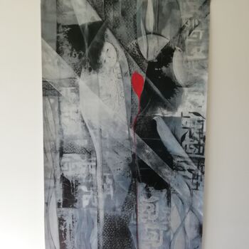 Картина под названием "Kakémono, L'oiseau…" - Sylvie Tchitchek, Подлинное произведение искусства, Акрил