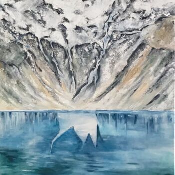 绘画 标题为“Glacier Perou n°2” 由Sylvie Vedel, 原创艺术品, 油 安装在木质担架架上
