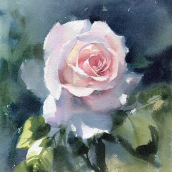 Pintura titulada "Rose 1" por Sylvie Vernageau, Obra de arte original, Acuarela