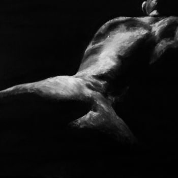 Ζωγραφική με τίτλο "Vision de nuit" από Sylvie Lescan, Αυθεντικά έργα τέχνης, Λάδι Τοποθετήθηκε στο Ξύλινο φορείο σκελετό